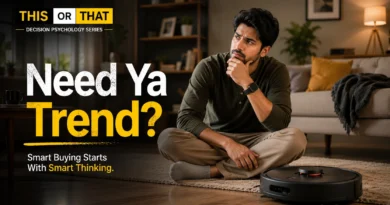 Person thinking before buying a Robot Vacuum for their home and lifestyle.