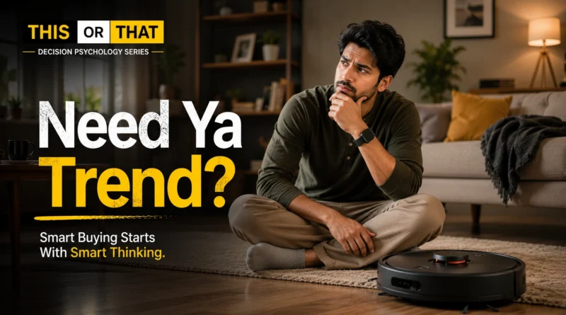 Person thinking before buying a Robot Vacuum for their home and lifestyle.