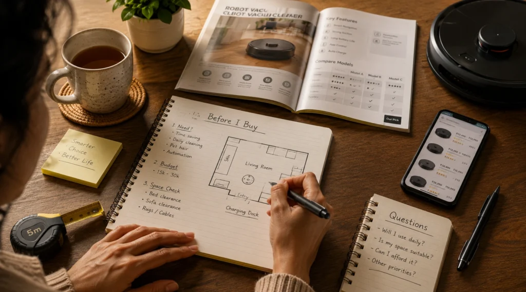 Planning a Robot Vacuum purchase with home layout notes and a smart buying checklist.