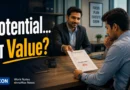 Salary Growth story showing an employee during an appraisal meeting discussing salary increase and career progression.