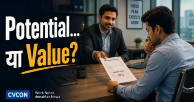 “तुम बहुत Potential रखते हो…” लेकिन Salary तीन साल से वही थी Salary Growth story showing an employee during an appraisal meeting discussing salary increase and career progression.