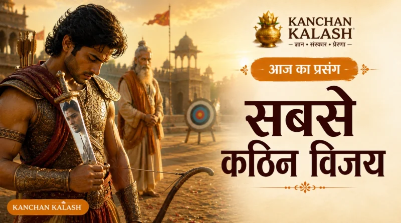 एक राजगुरु युवा योद्धा को आत्मसंयम और स्वयं पर विजय का वास्तविक अर्थ समझाते हुए।