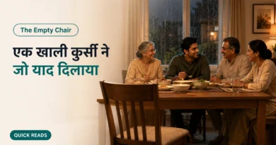 The Empty Chair: कुछ कुर्सियाँ रोज़ खाली नहीं रहनी चाहिए An empty chair at a family dining table symbolizing missed moments and the importance of spending time with loved ones.