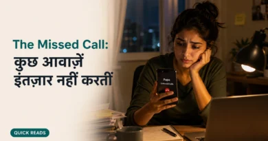 A young professional looking at missed calls from her father on a smartphone, reflecting the importance of staying connected with family.