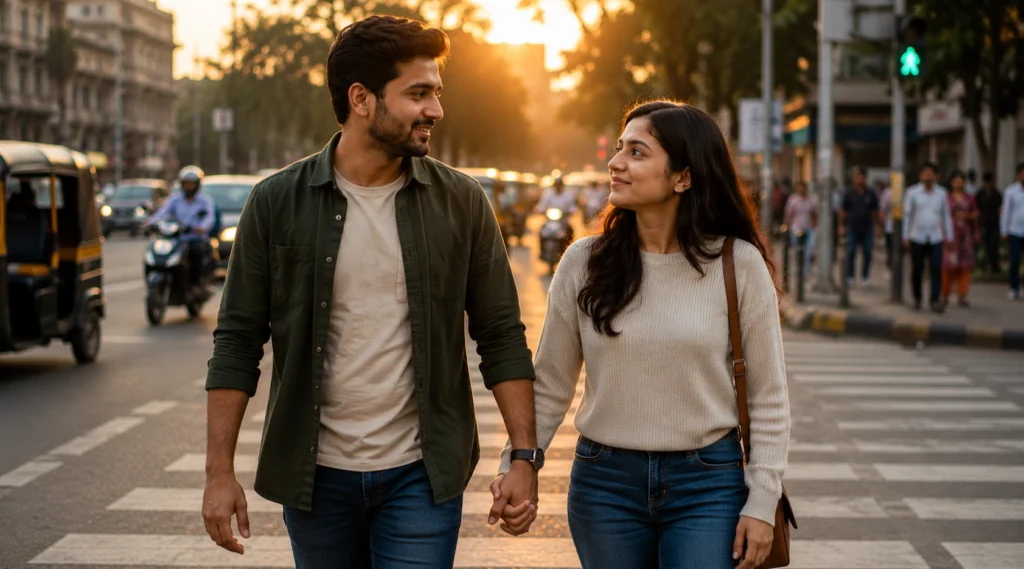 एक-दूसरे का हाथ थामे भारतीय Couple