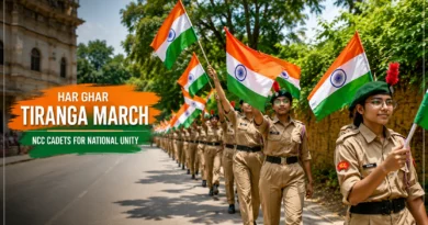हर घर तिरंगा मार्च: NCC कैडेट्स ने वाराणसी में दिया राष्ट्रीय एकता का संदेश हर घर तिरंगा मार्च में NCC कैडेट्स वाराणसी में जागरूकता रैली के दौरान