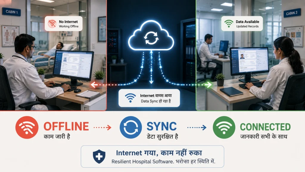 Hospital data moving from Offline working to synchronization and connected access