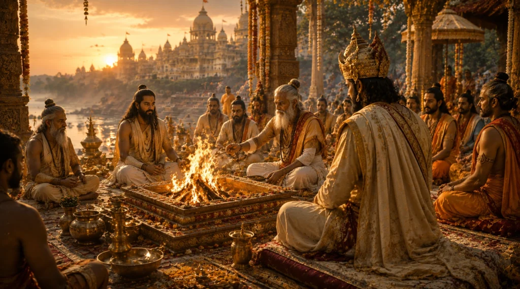 अयोध्या में ऋष्यशृंग की उपस्थिति वाला पुत्रकामेष्टि यज्ञ
