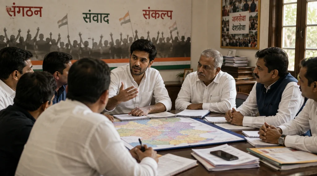 युवा नेता और राजनीतिक संगठन के बीच रणनीतिक बैठक