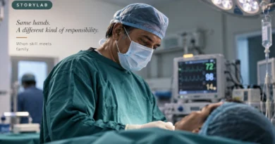 Surgeon operating on a family member in an operating theatre