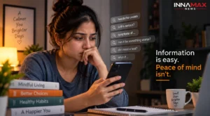 Woman searching health symptoms on her smartphone