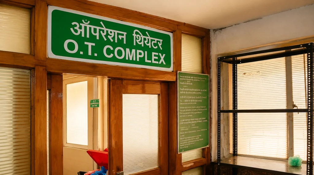 Operation Theatre O.T. Complex entrance at Northern Railway Central Hospital