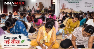 Students writing during People’s Education Programme at Vasant Mahila Mahavidyalaya Varanasi