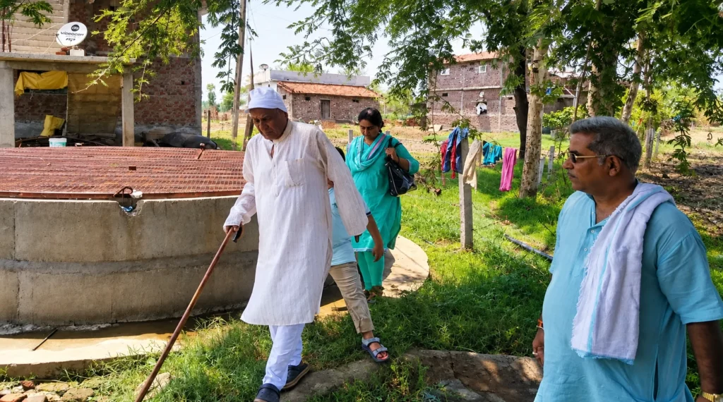 S.N. Singh during a visit to his village