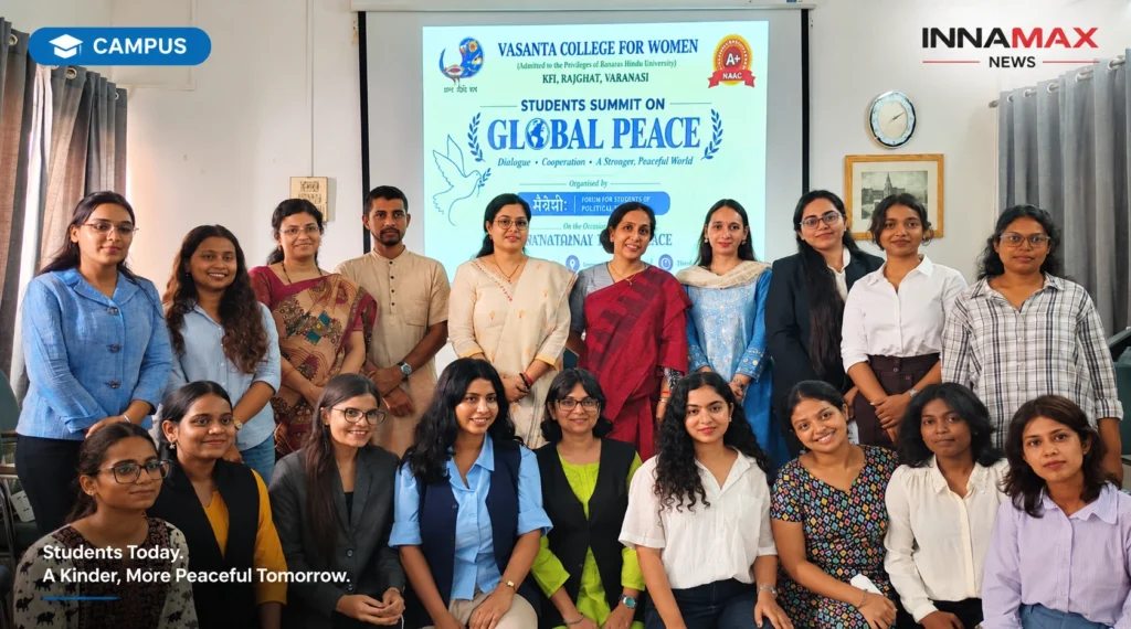 Students and faculty after Global Peace Summit at Vasant College for Women Varanasi