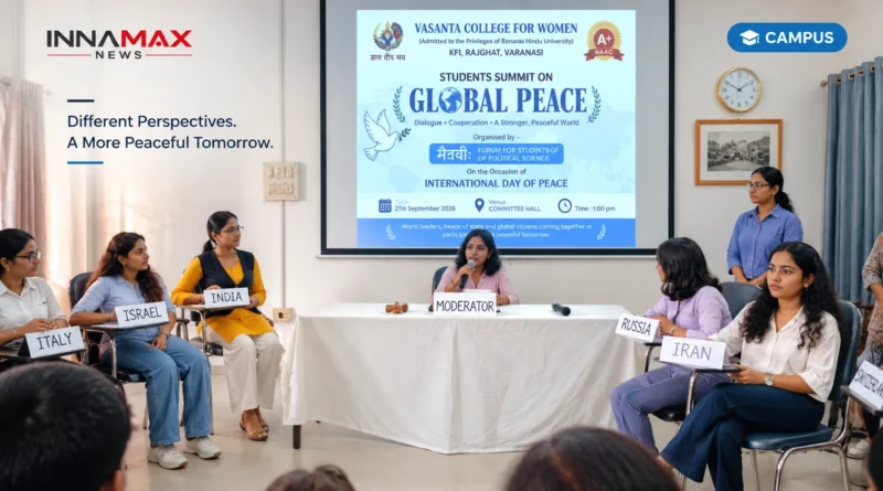 Students participating in Global Peace Summit at Vasant College for Women Varanasi