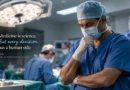 Surgeon reflecting on a difficult surgical decision in an operating room