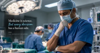 जब मरीज को बचाने के लिए Surgeon को दिल मजबूत करना पड़े Surgeon reflecting on a difficult surgical decision in an operating room